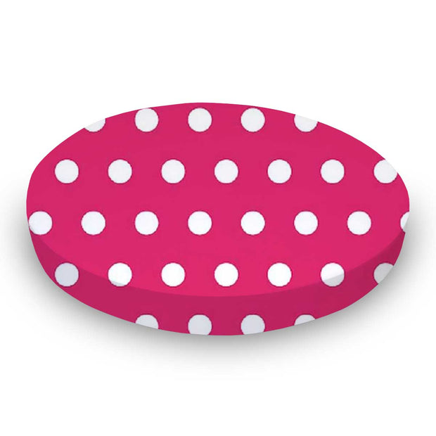 SheetWorld Fitted Round Crib Sheet - 100% Cotton Woven - Polka Dots - Snuggle Bunny Baby